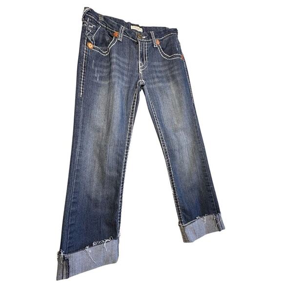 True Religion World‎ Tour USA Limited Edition Y2K Jeans Women Sz 28 Raw Cuff Hem - Picture 6 of 16